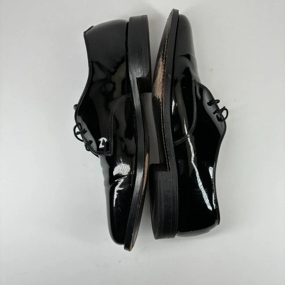 Allen Edmonds Spencer Men's US 9.5A Black Patent Leather Tuxedo Derby Dress Shoe